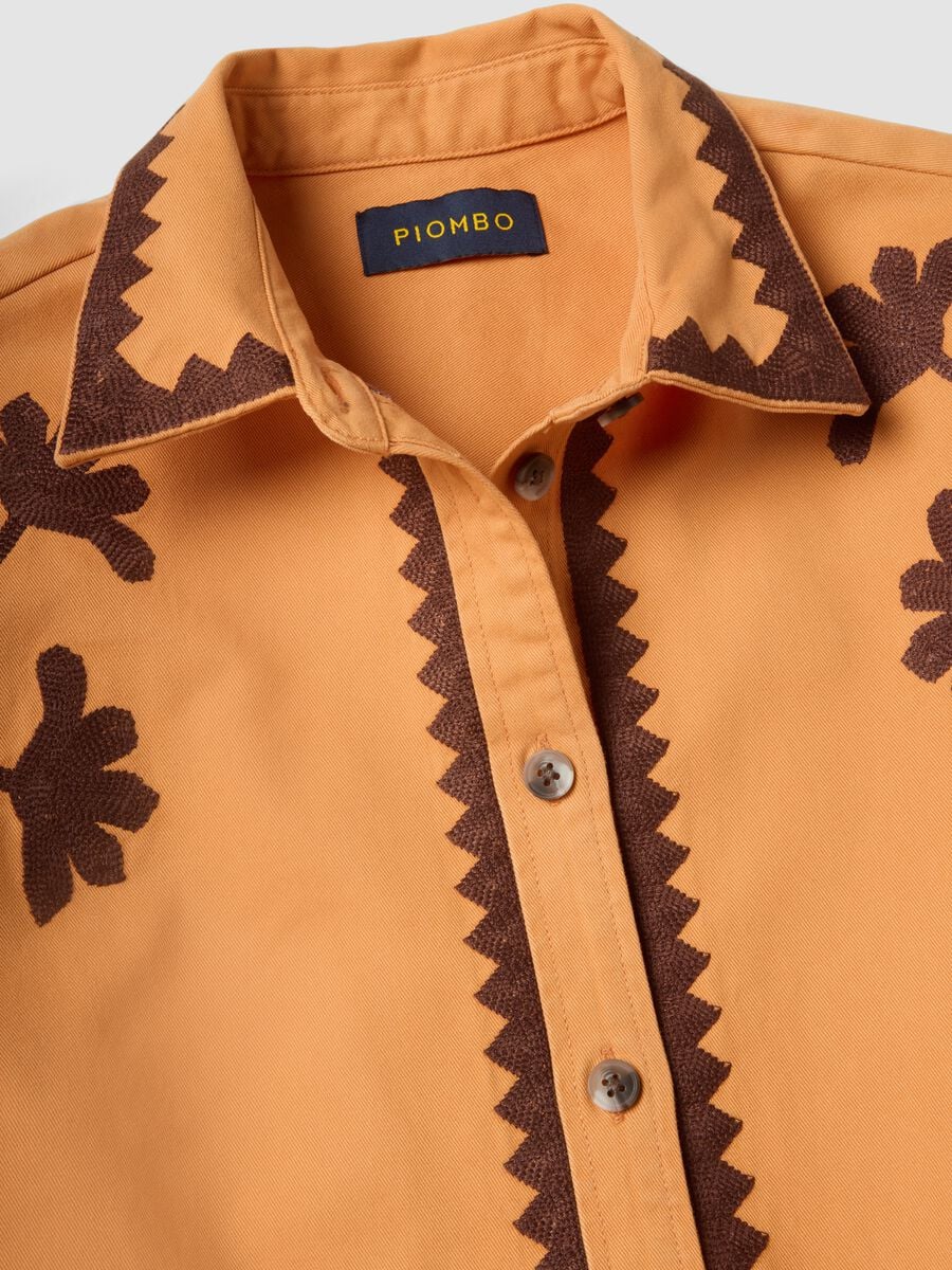 Orange Jacke aus reiner Baumwolle mit Kontraststickerei_5