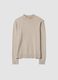 Beige viscose-blend jumper with high neck, regular fit_0