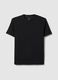 Regular fit black cotton blend crew neck T-shirt_4