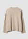 Maglione beige in tessuto elasticizzato girocollo_6