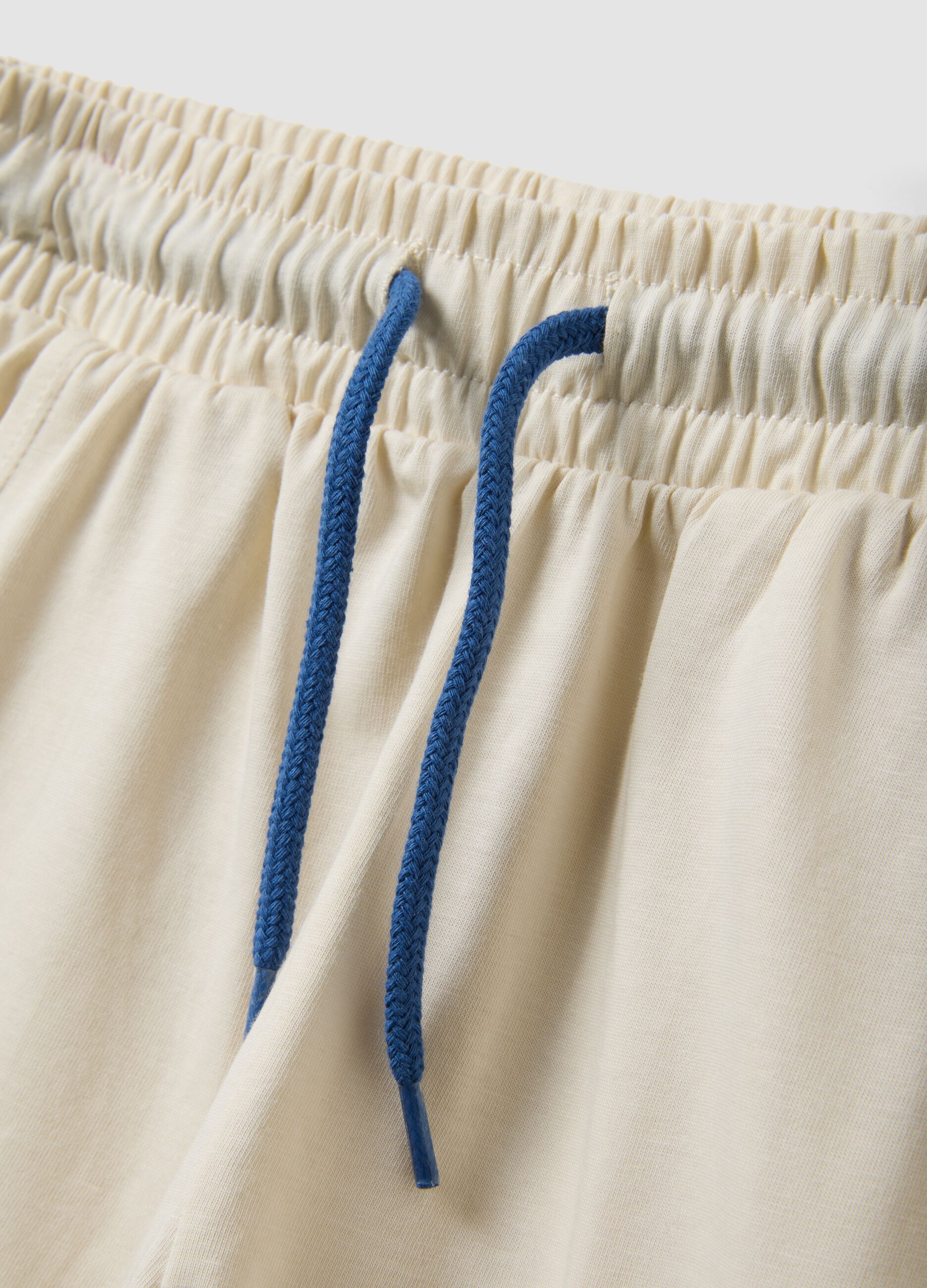 Blue and beige pure cotton set with T-shirt and shorts