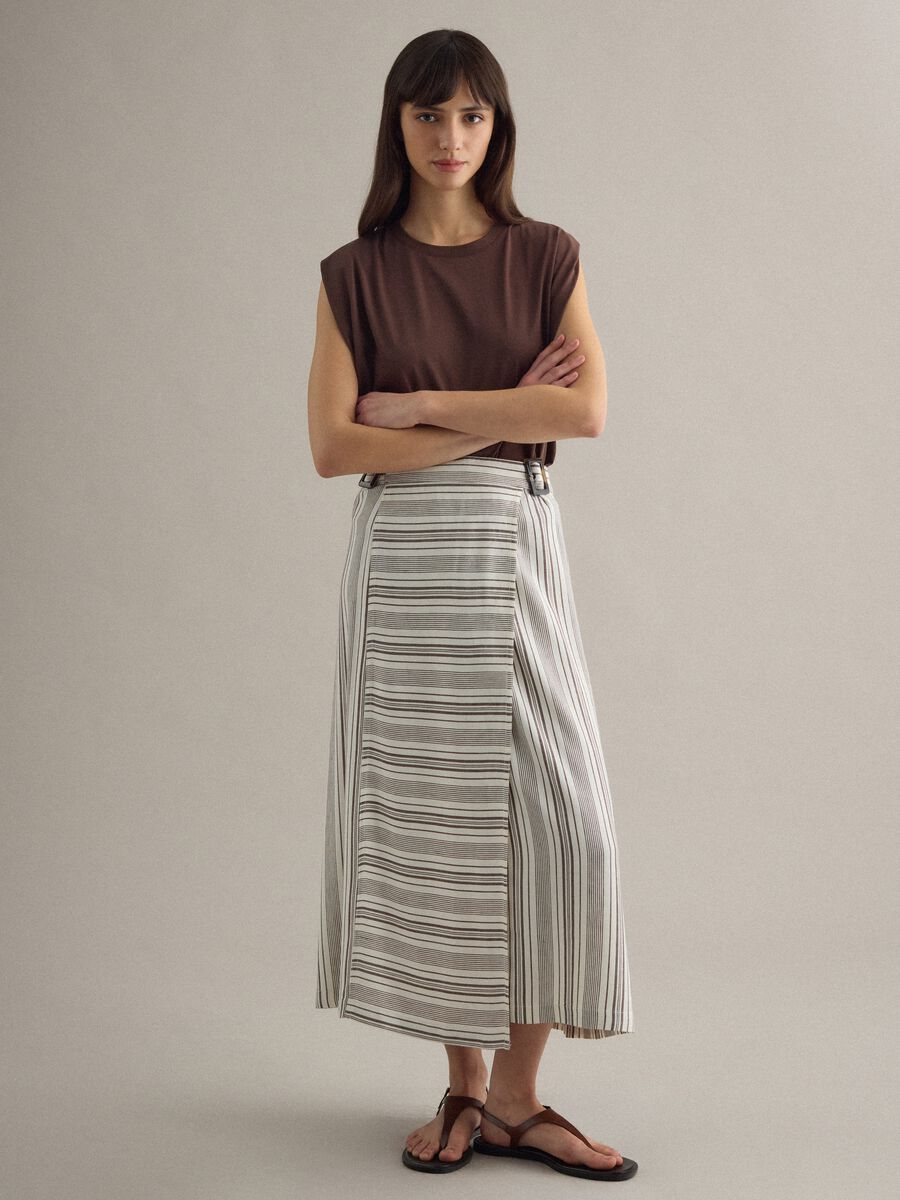 Brown short-sleeved cotton-blend T-shirt_2