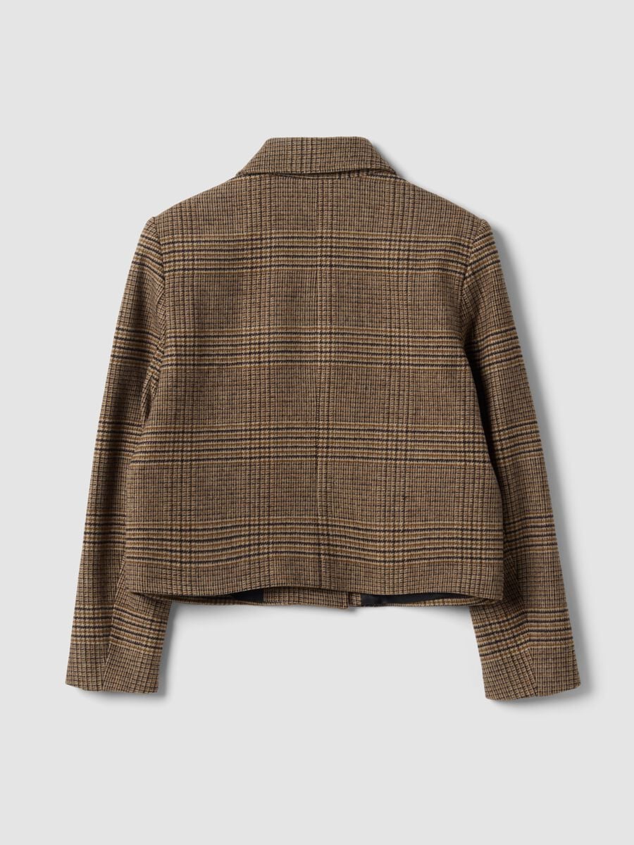 Brown checked wool-blend double-breasted shacket, oversized fit_2