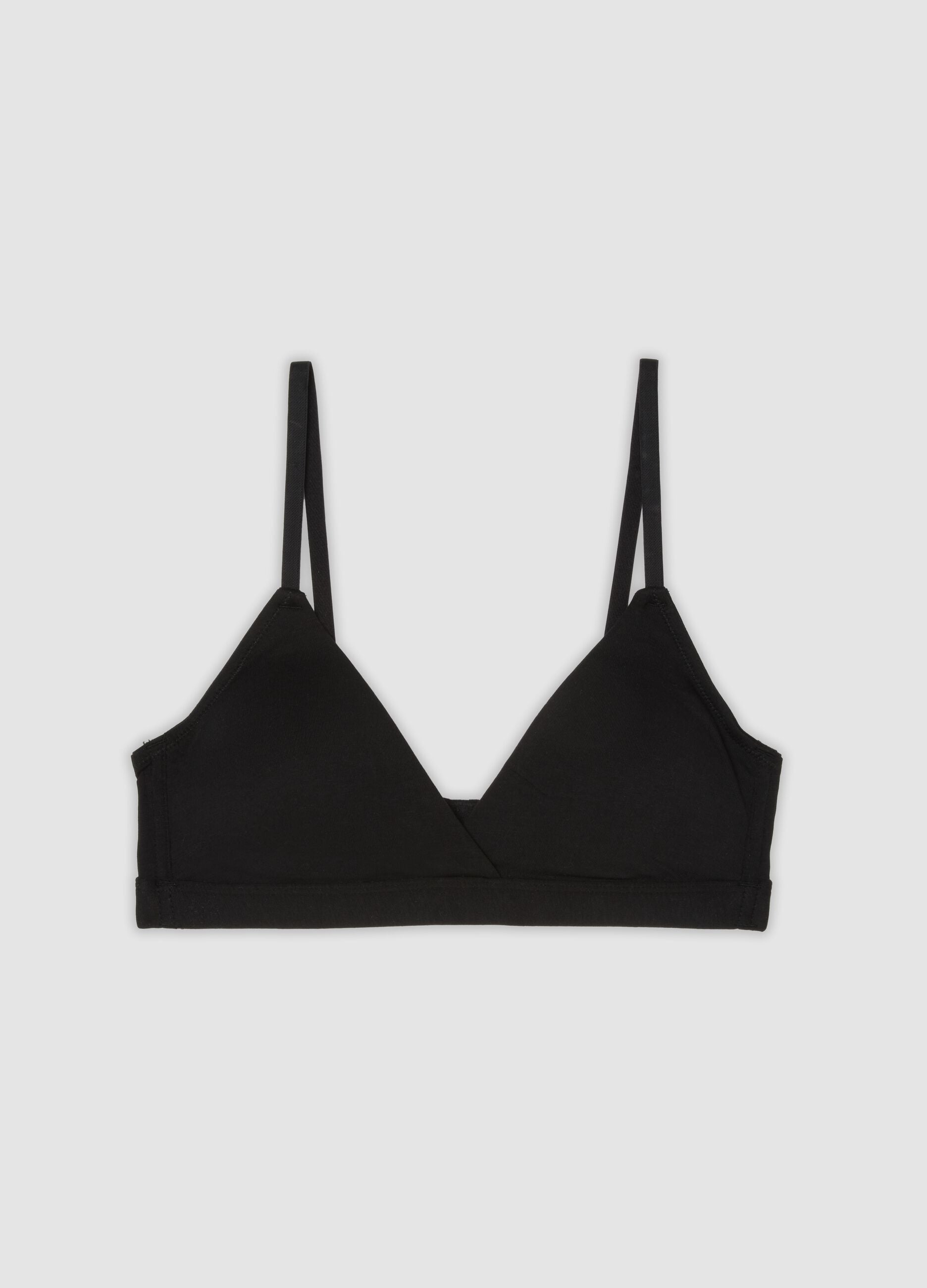 Black organic cotton bra with removable padding