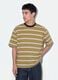 T-shirt marrone a righe in puro cotone boxy fit_0