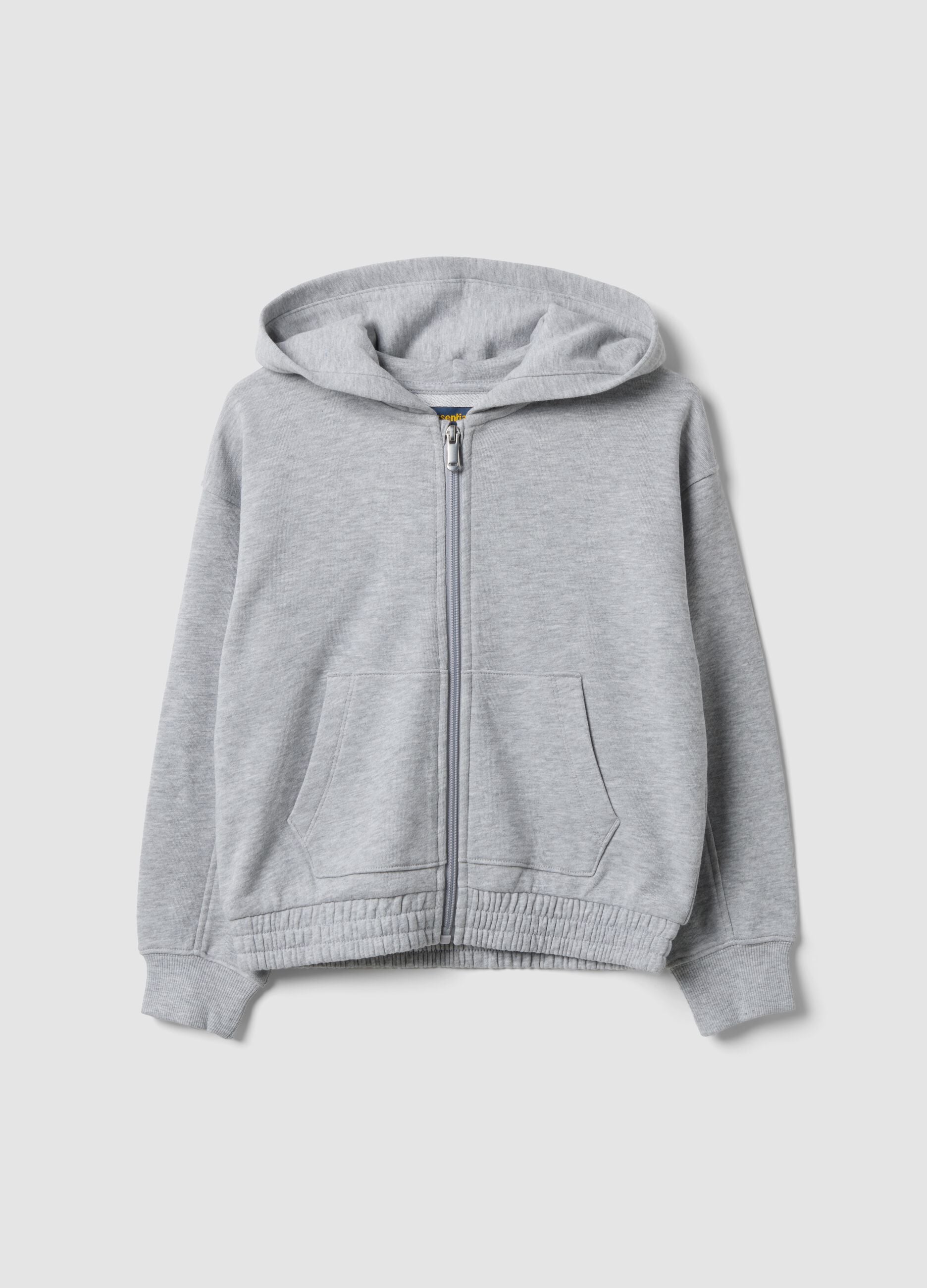 Grey pure cotton hooded sweatshirt