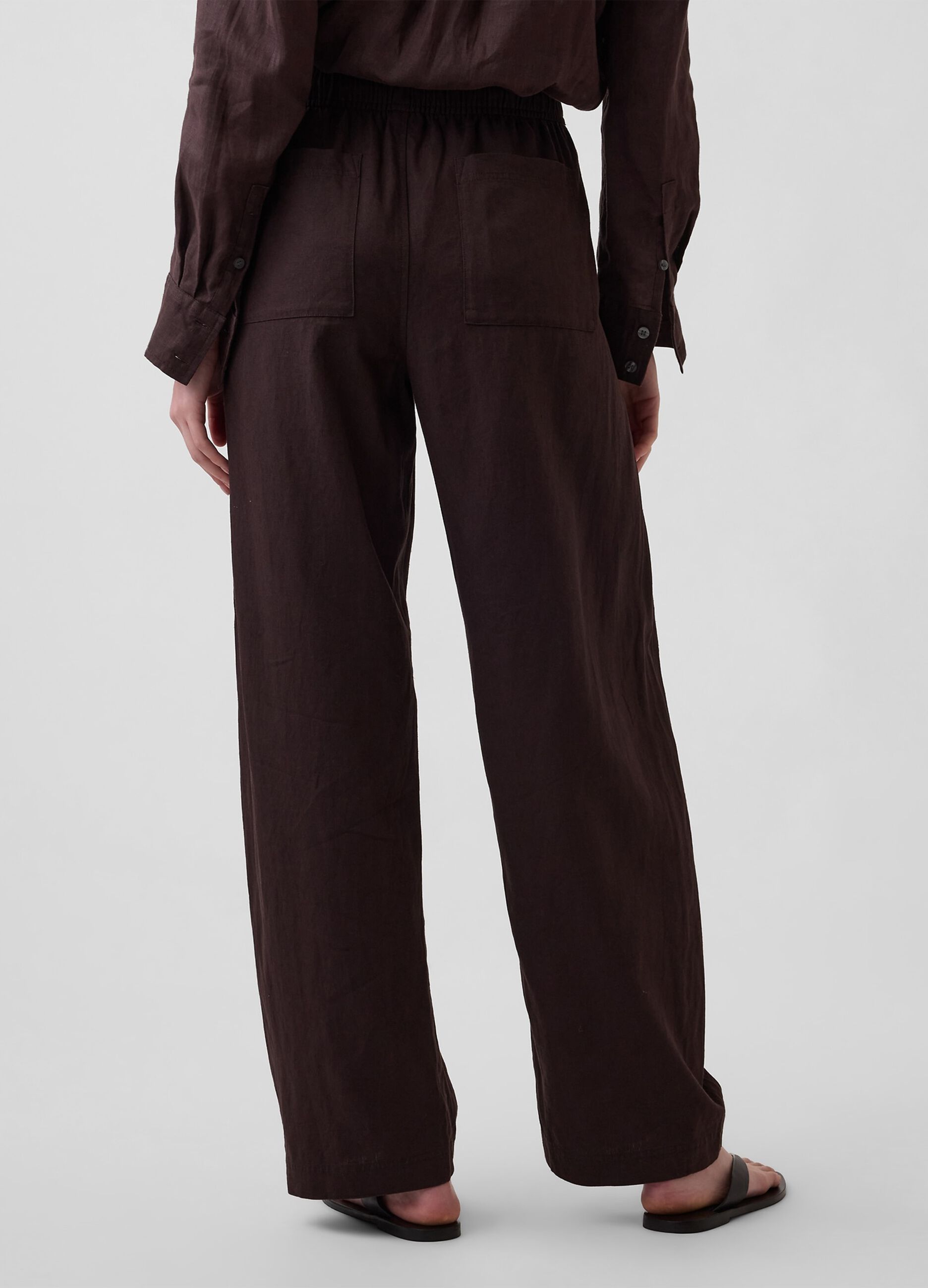 Linen-blend palazzo trousers