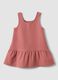 Dusty pink dress with crew neck and bow_1