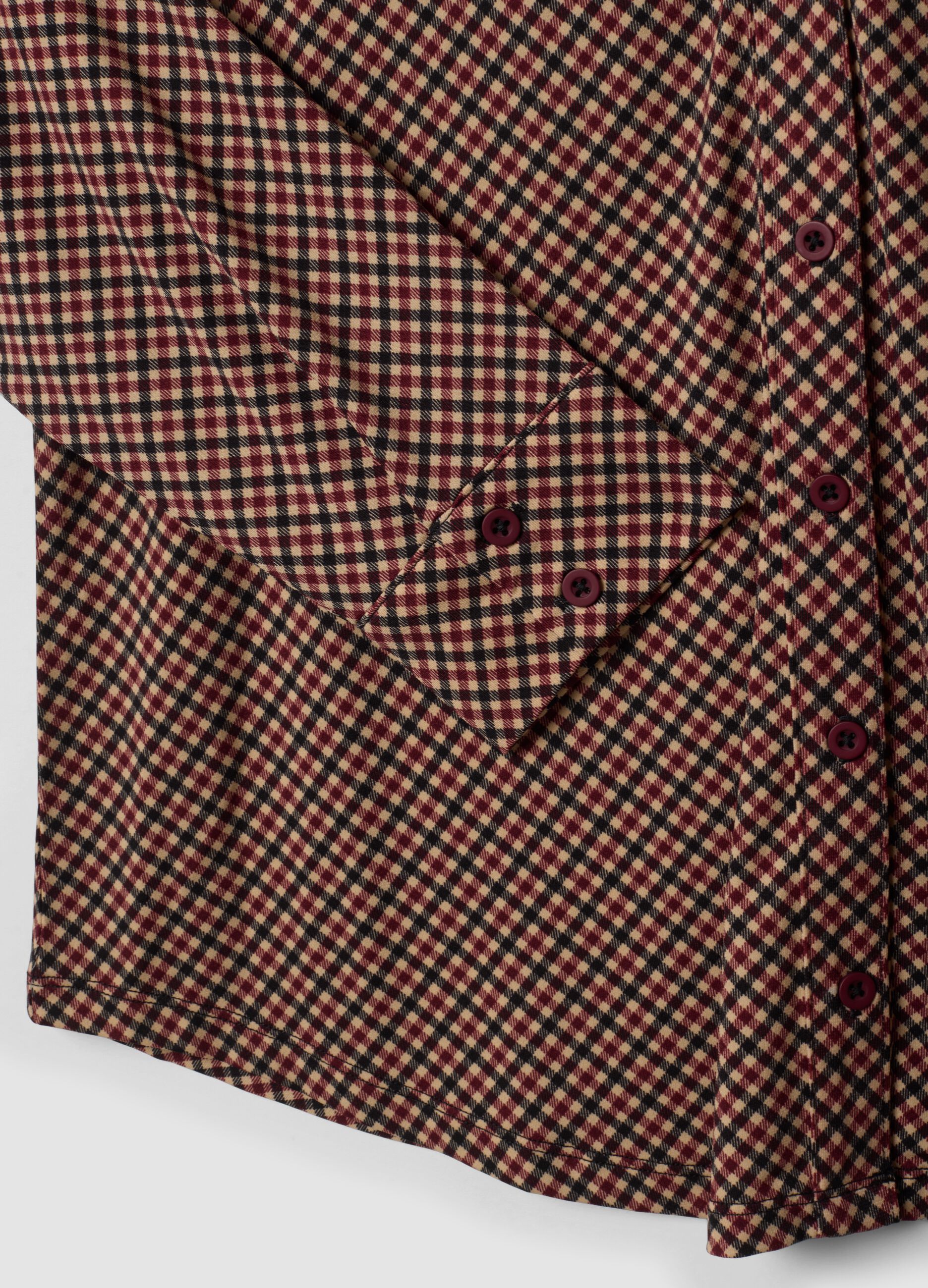 Brown stretch shirt with checked collar, regular fit