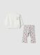 White organic cotton set with floral print_0