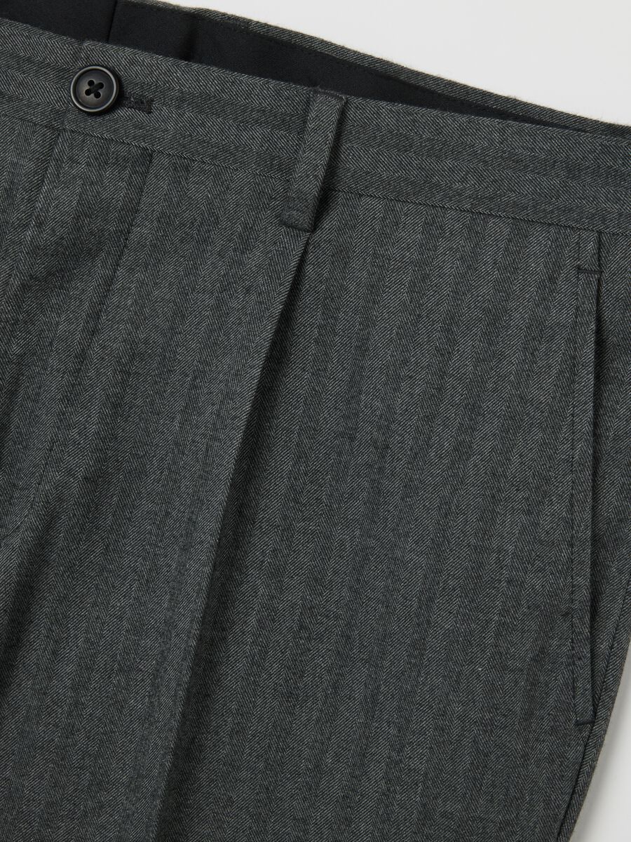 Grey Slim Fit Cotton Blend Trousers_6