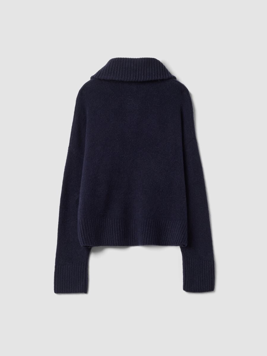 Blue stretch wool half-zip jumper_6