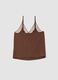 Tank top marrone in viscosa elasticizzata con pizzo e scollo a V_6