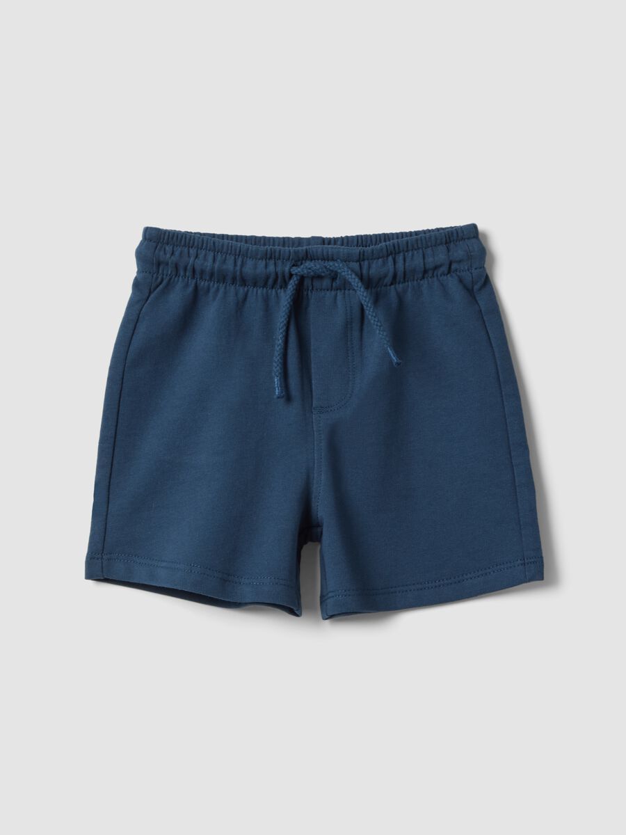 Blue pure cotton regular fit shorts for babies_0