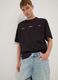 Black pure cotton T-shirt with front print_0