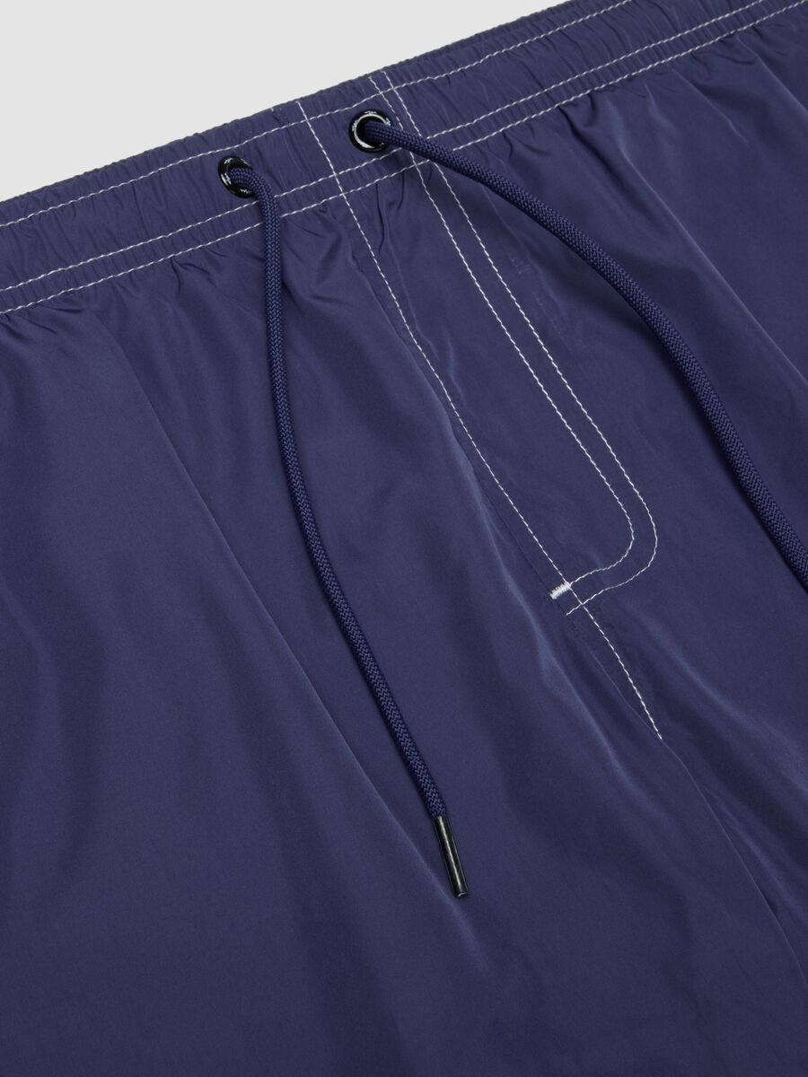 Short de bain bleu &agrave; taille couliss&eacute;e_1