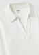 White long sleeve polo with V-neck in pure cotton regular fit_5
