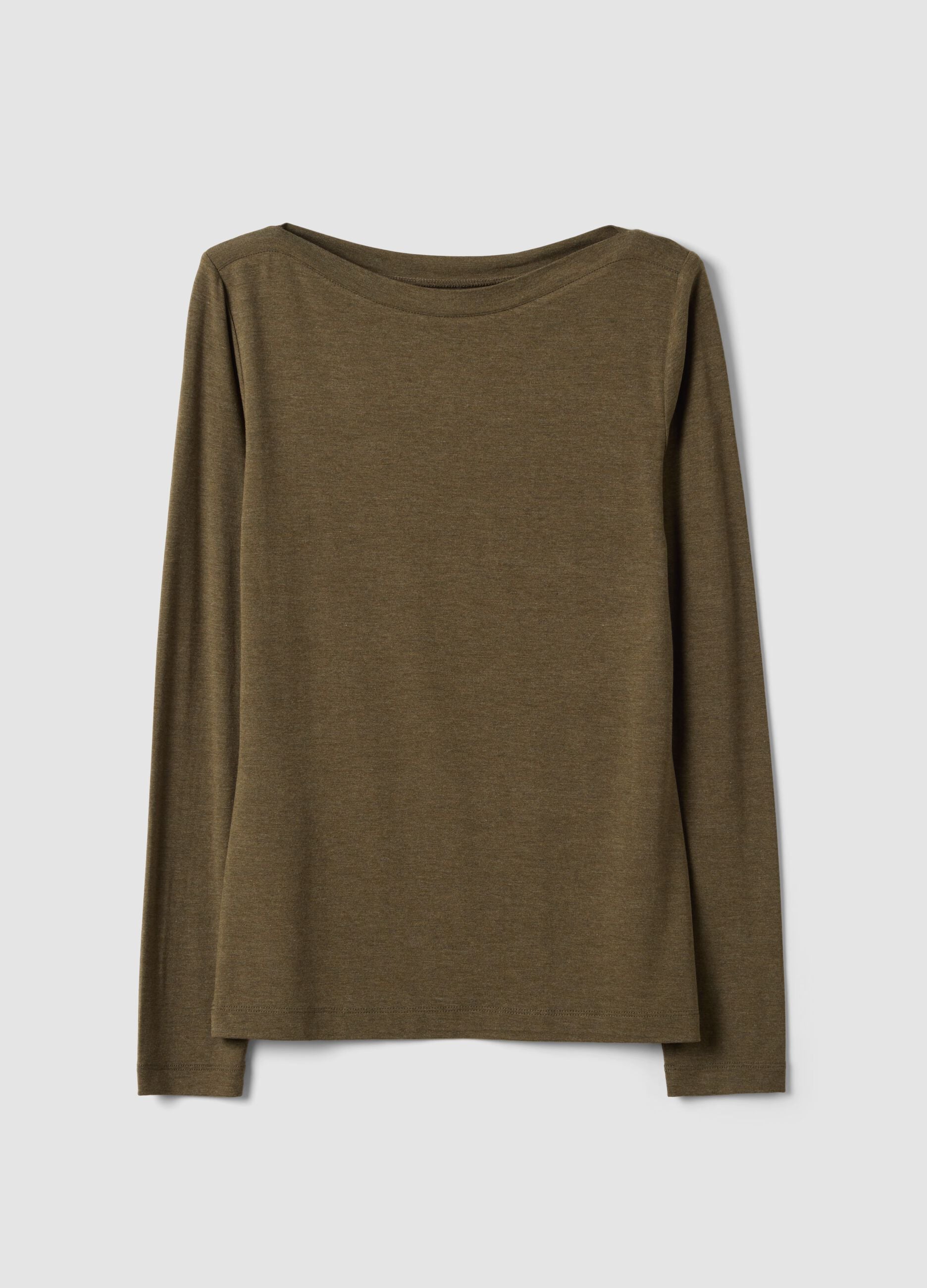 Gr&uuml;nes Slim-Fit-T-Shirt aus elastischer Viskose