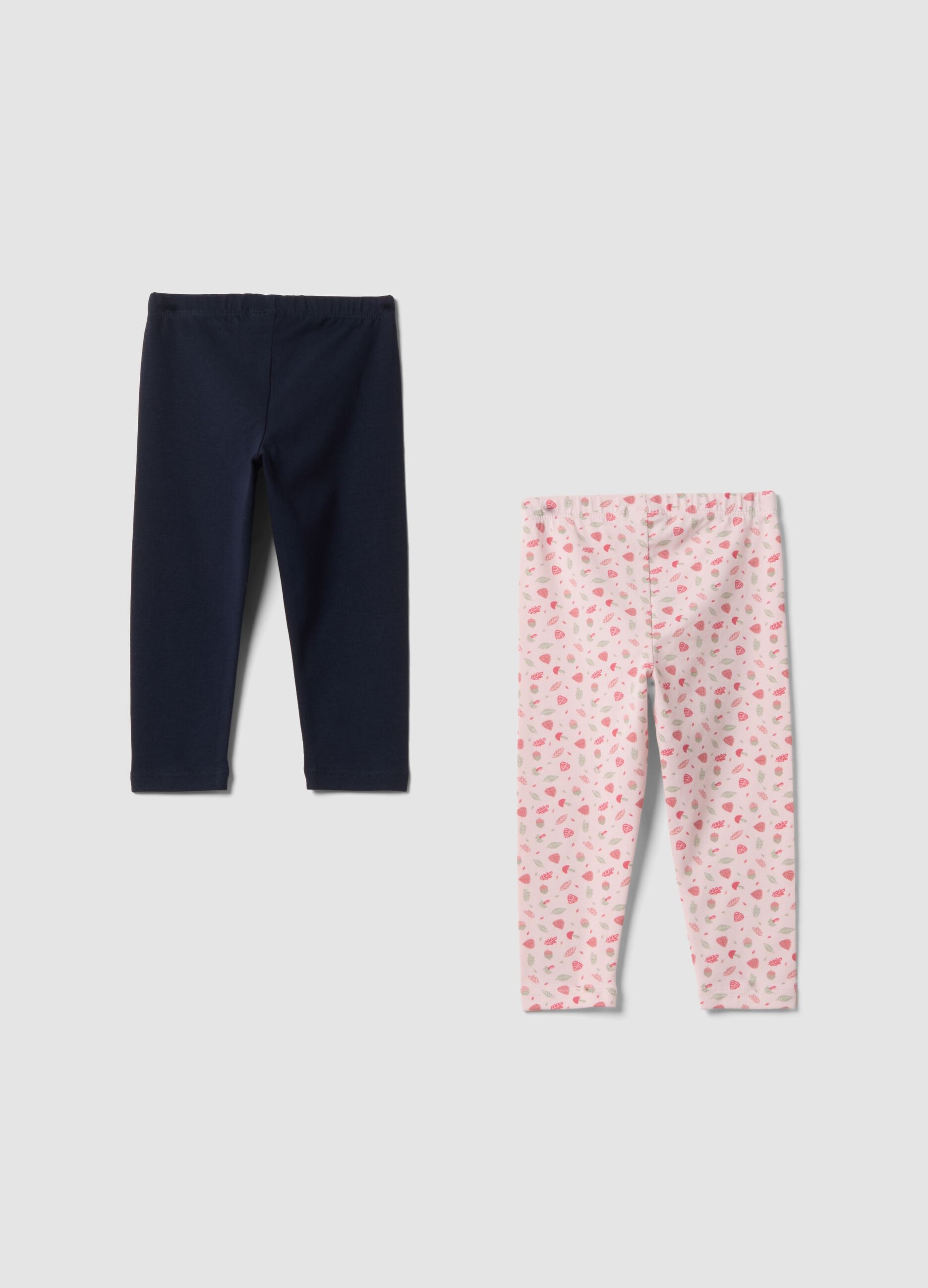 Bipack leggings multicolor in cotone organico elasticizzato per bimba