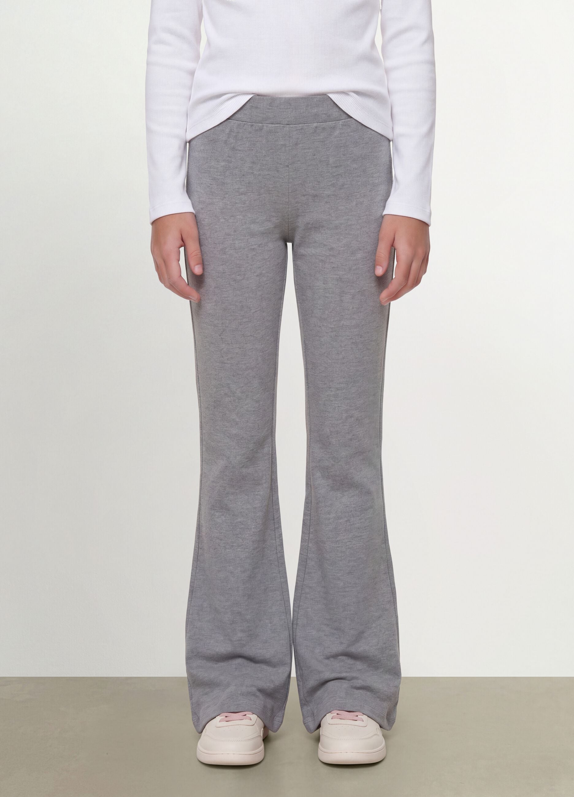 Grey flared trousers in organic cotton and stretch viscose