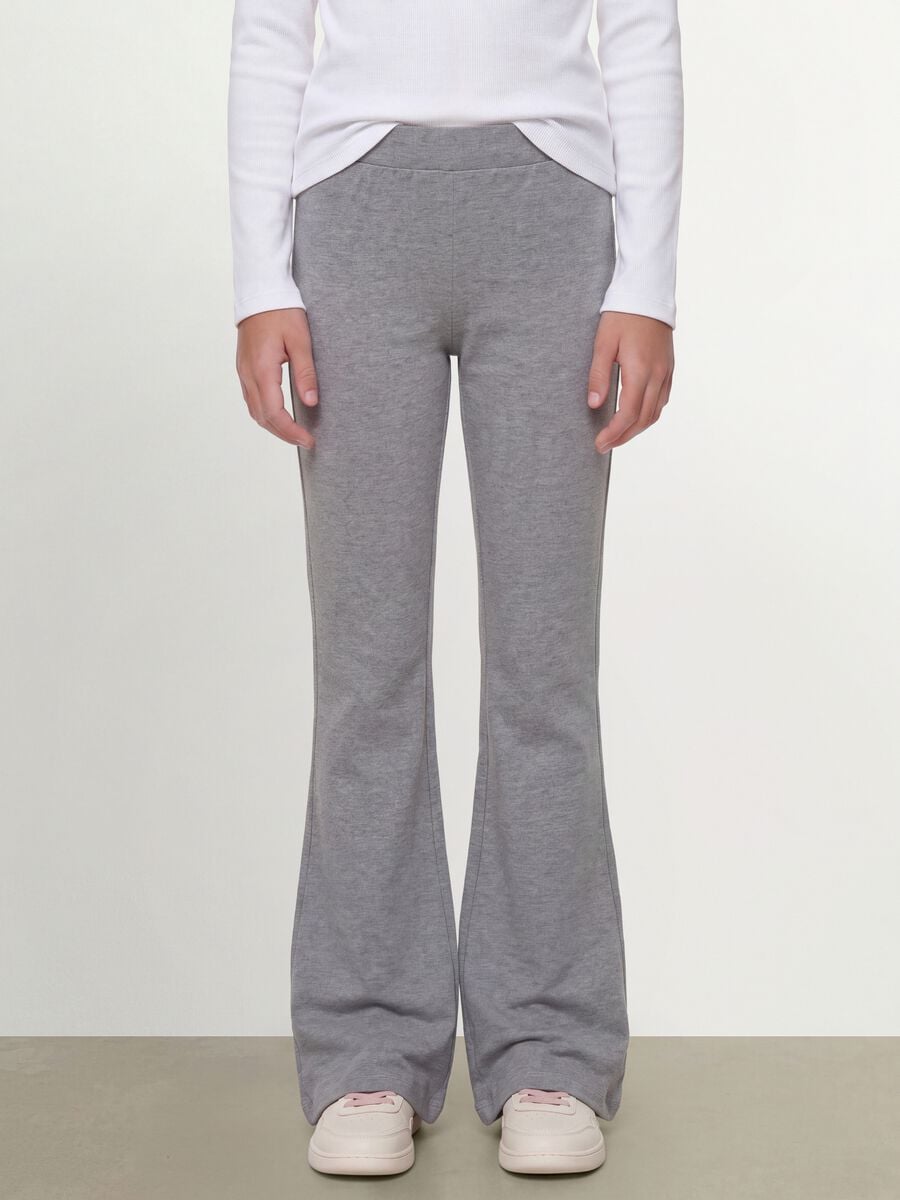 Grey flared trousers in organic cotton and stretch viscose_2