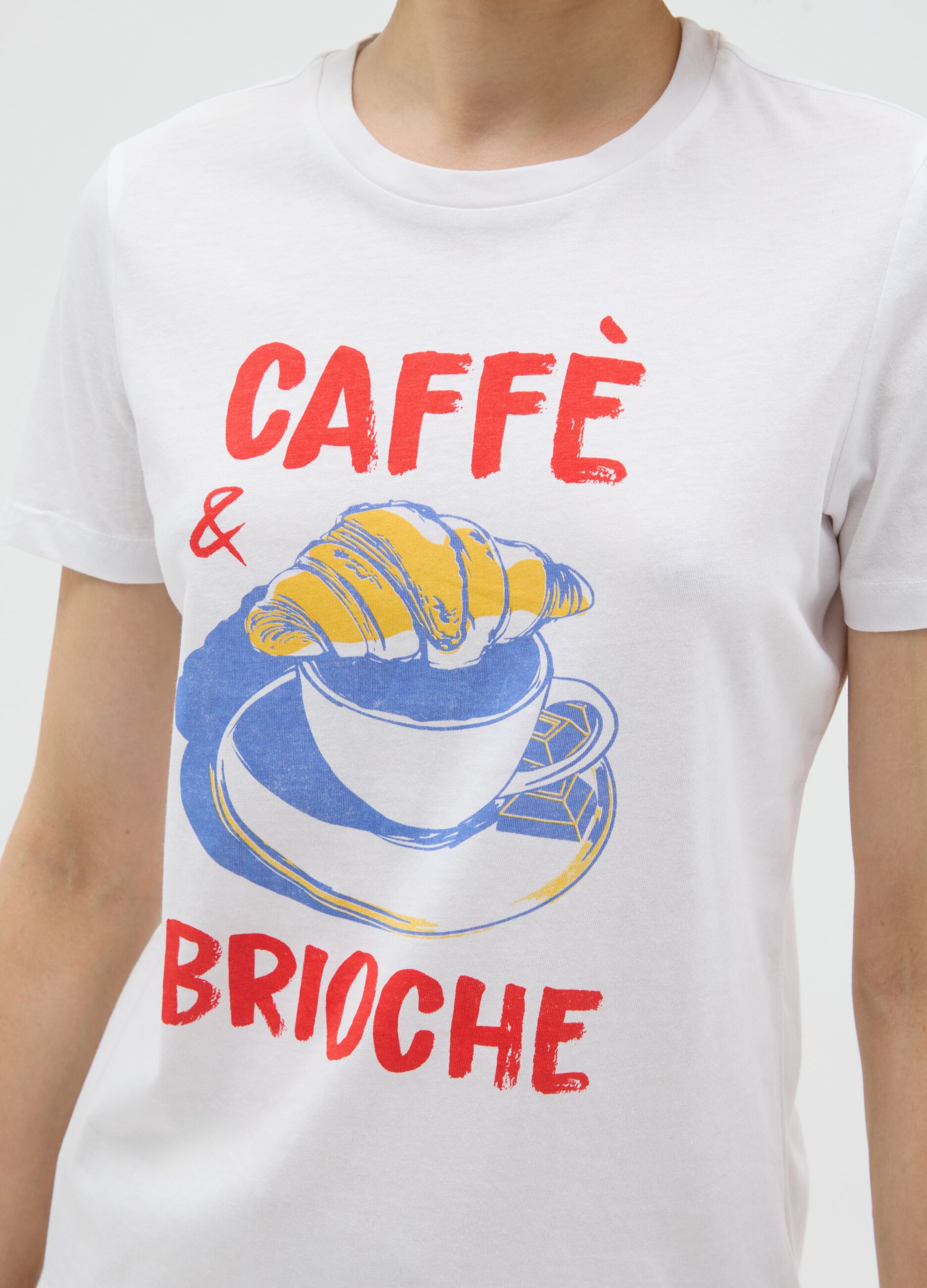 White pure cotton T-shirt, regular fit