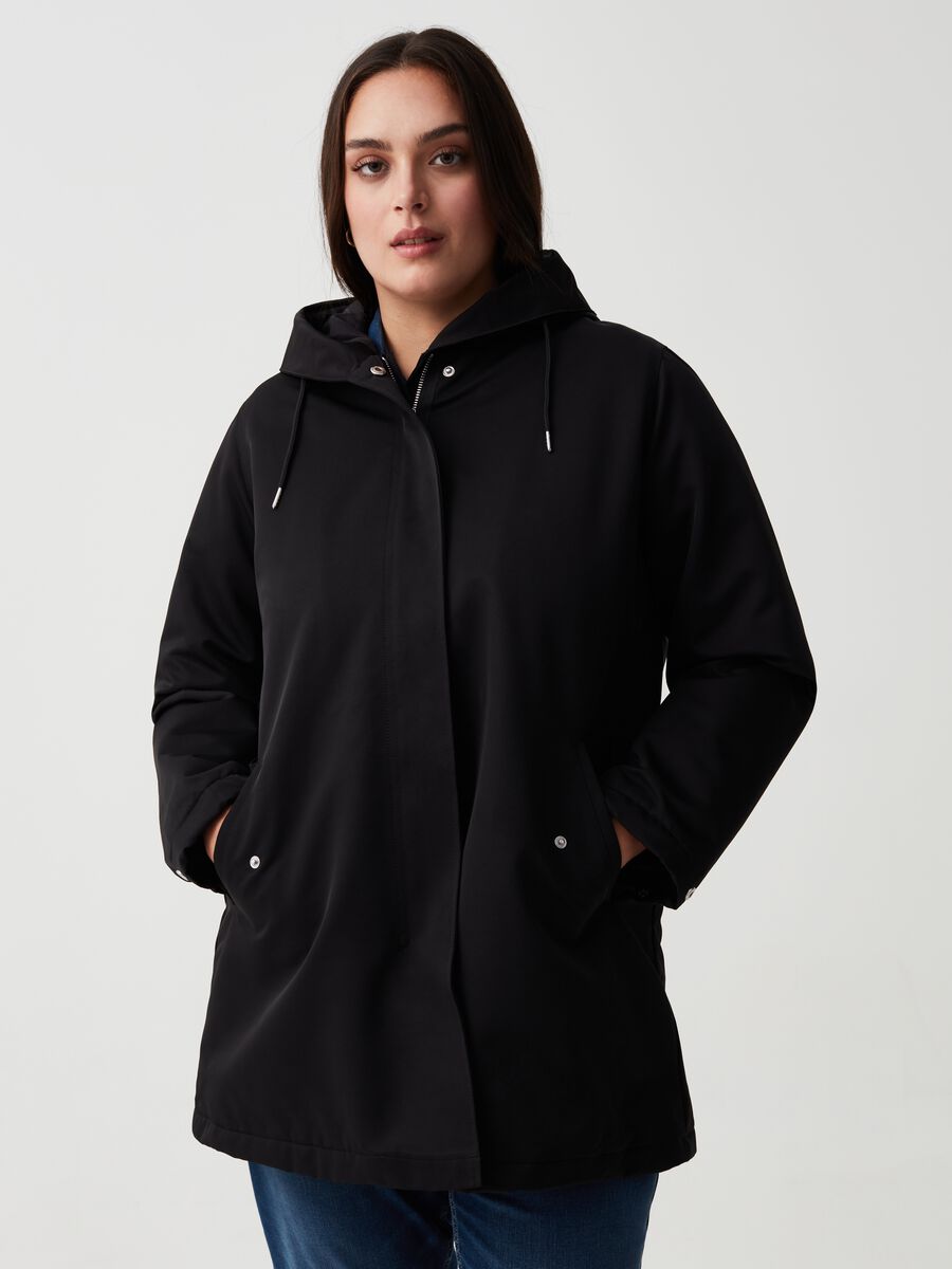 Curvy short waterproof jacket with hood_1