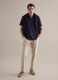 Blue regular fit linen-cotton blend polo_1