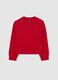 Regular fit red cotton blend girls' sweatshirt with decorated collar_0