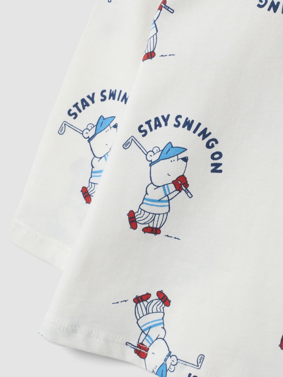 White pure organic cotton T-shirt with teddy bear print_2