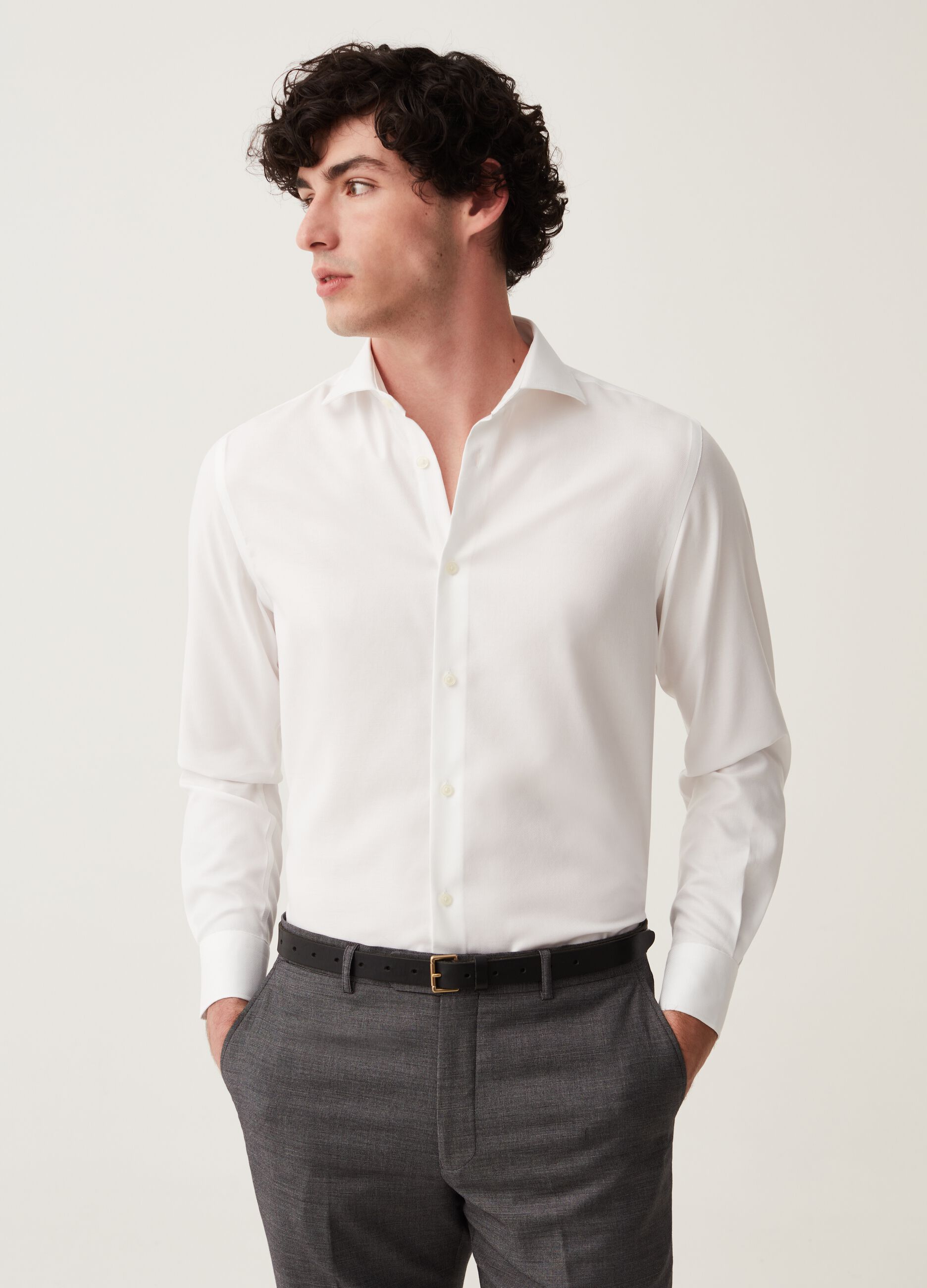 Regular-fit shirt in no-iron cotton