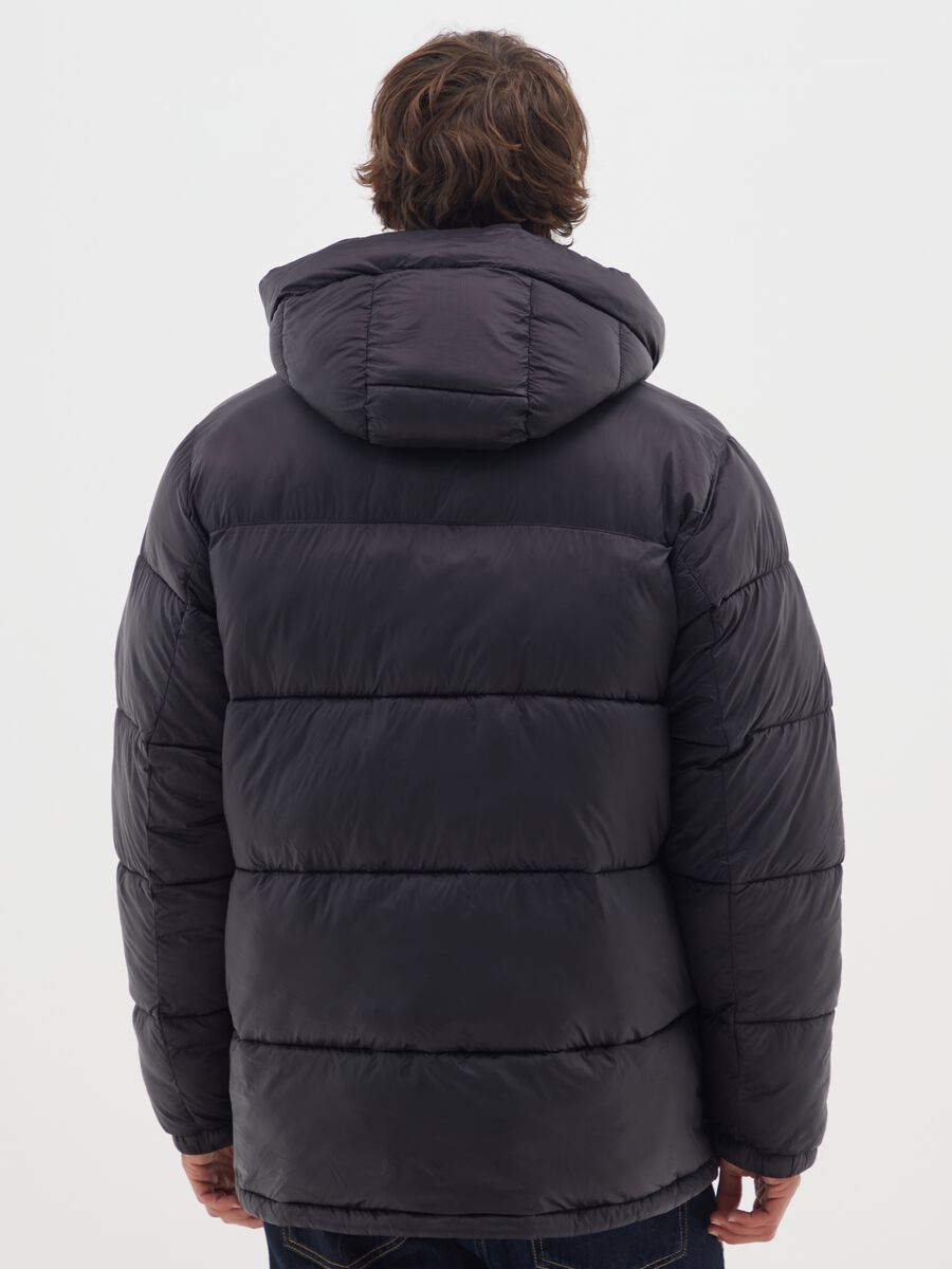 Black Iconic Puffer with Adjustable Hood_2