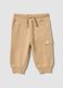 Beige organic cotton cargo trousers with drawstring for baby_0