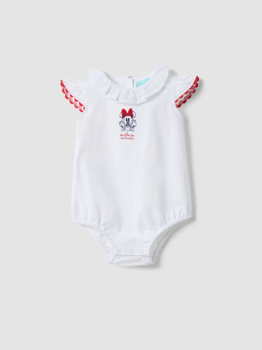 White pure cotton baby bodysuit featuring Minnie_0
