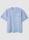Light blue pure cotton regular fit t-shirt with pocket_4