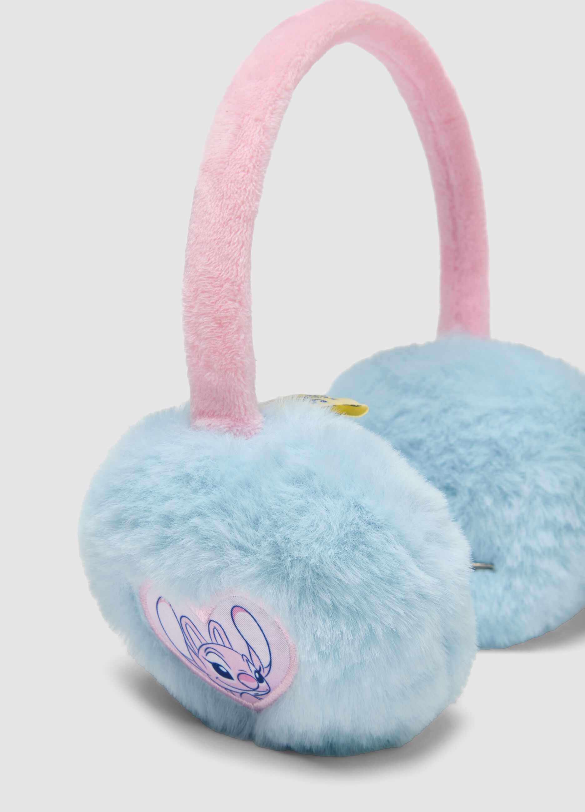 Blue ear warmers with Stitch patch