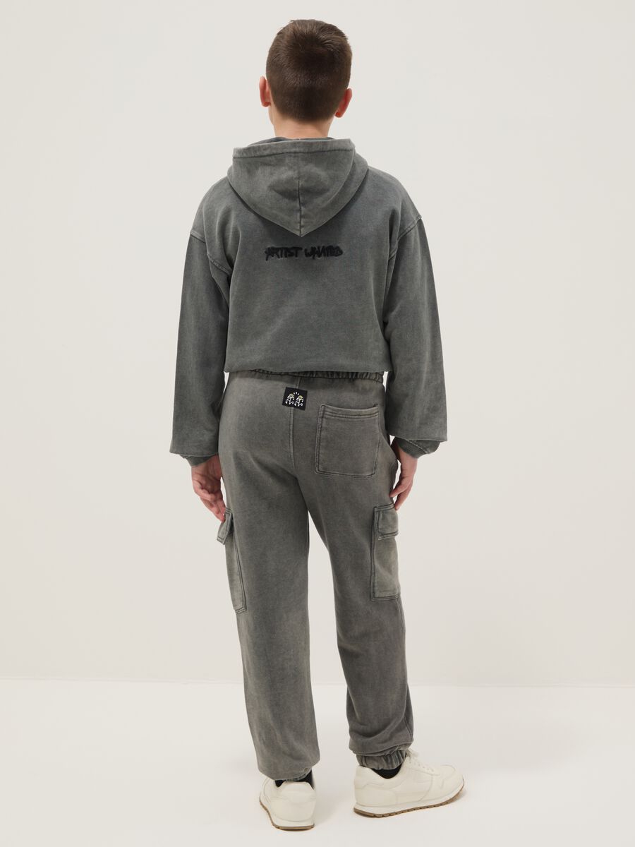 Boys' grey cotton blend cargo jogger trousers regular fit_1