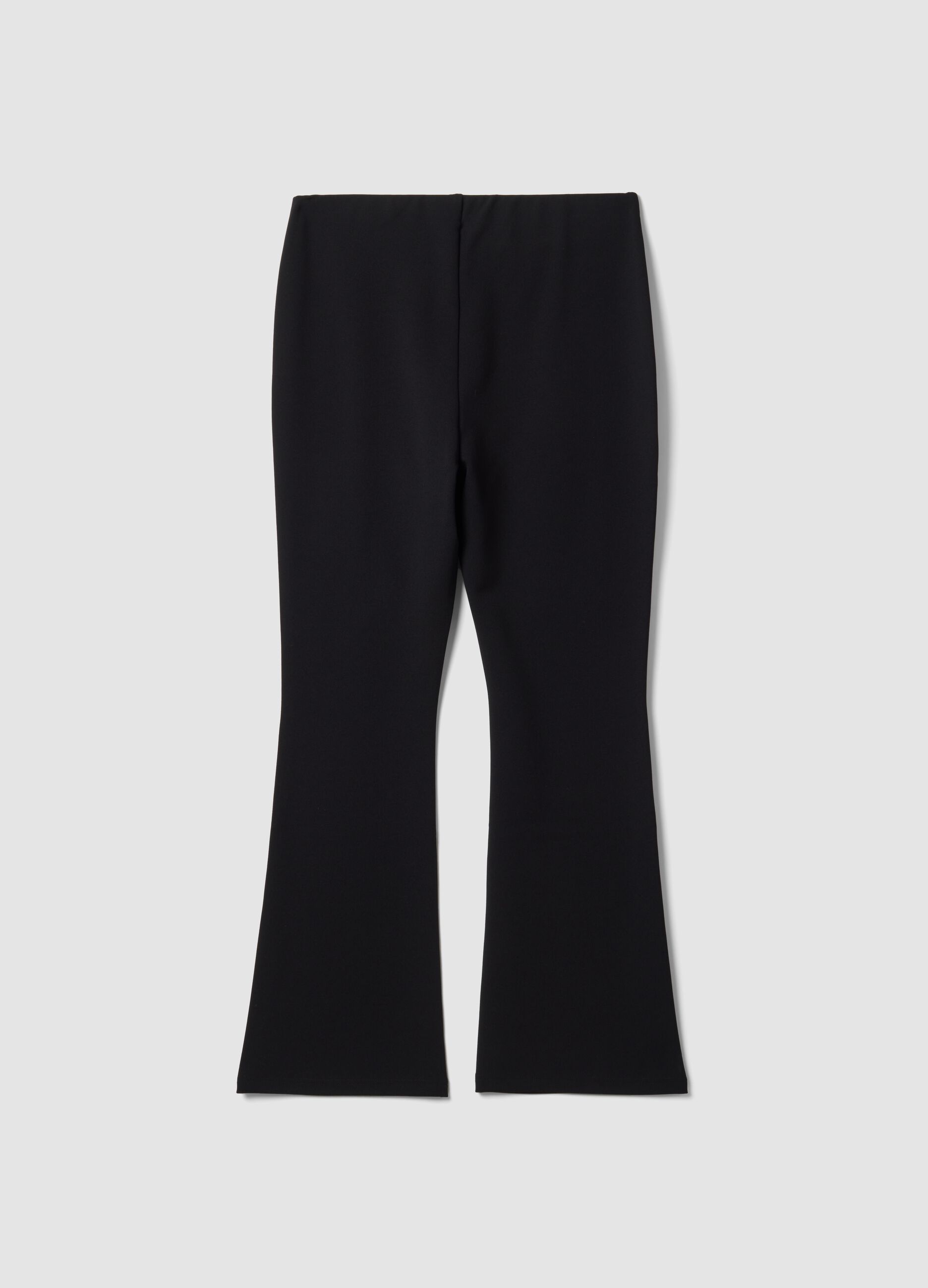 Schwarze Flared-Leggings aus Stretchmaterial