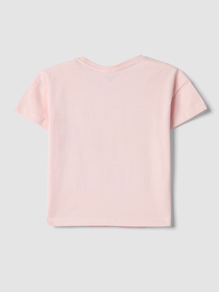Girl's pink regular fit cotton stretch T-shirt with print_1