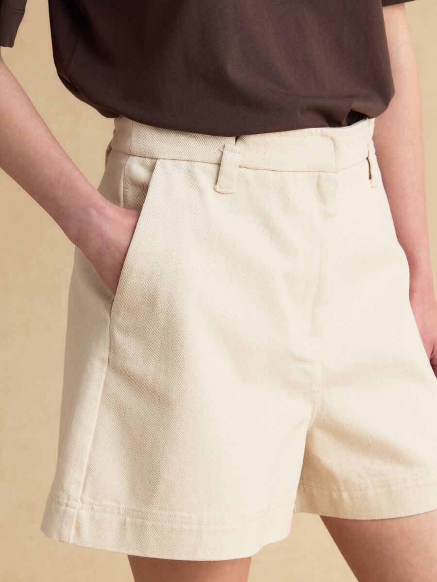Beige pure cotton shorts_3