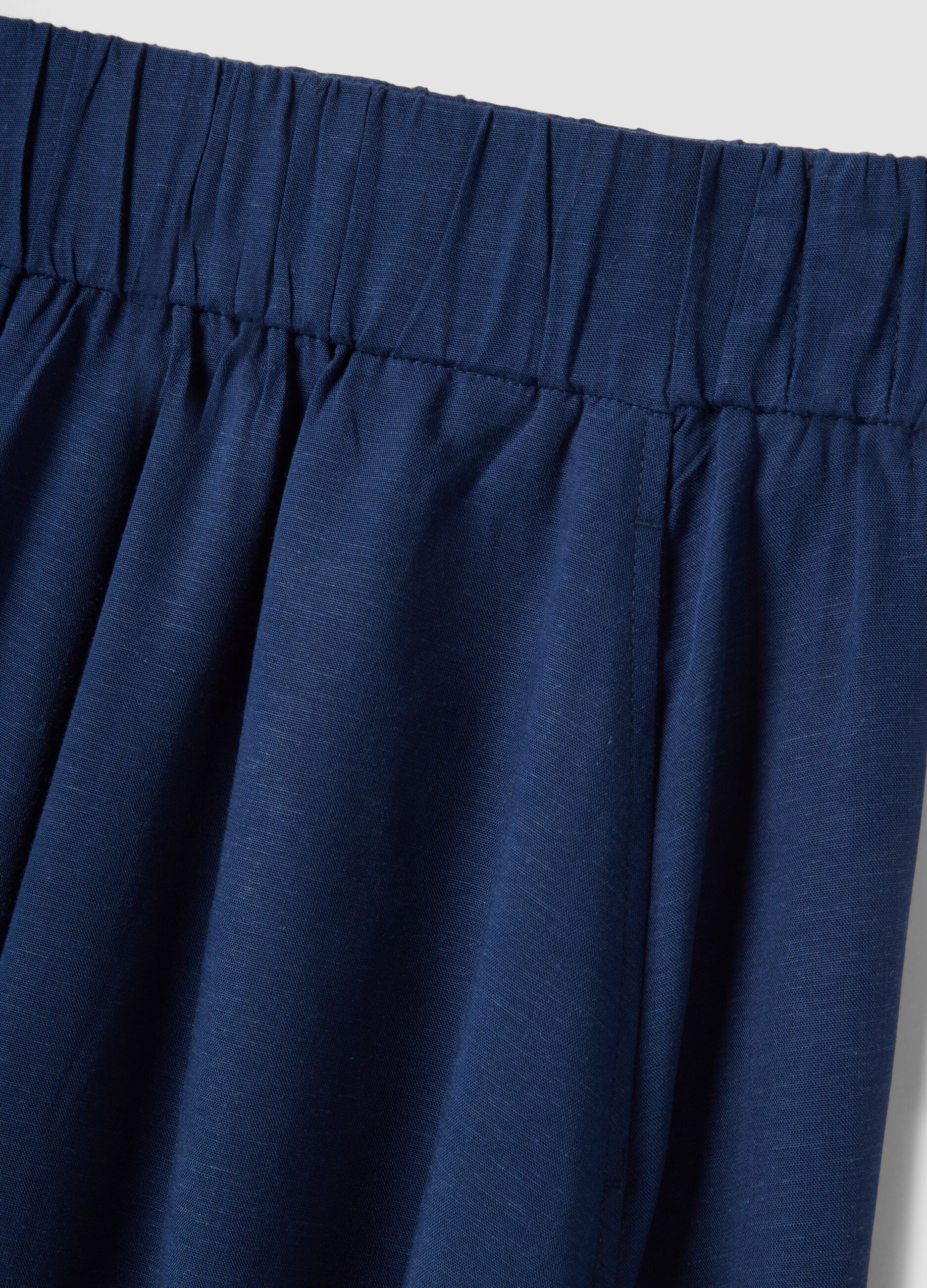 Multicoloured striped skirt in a viscose-linen blend