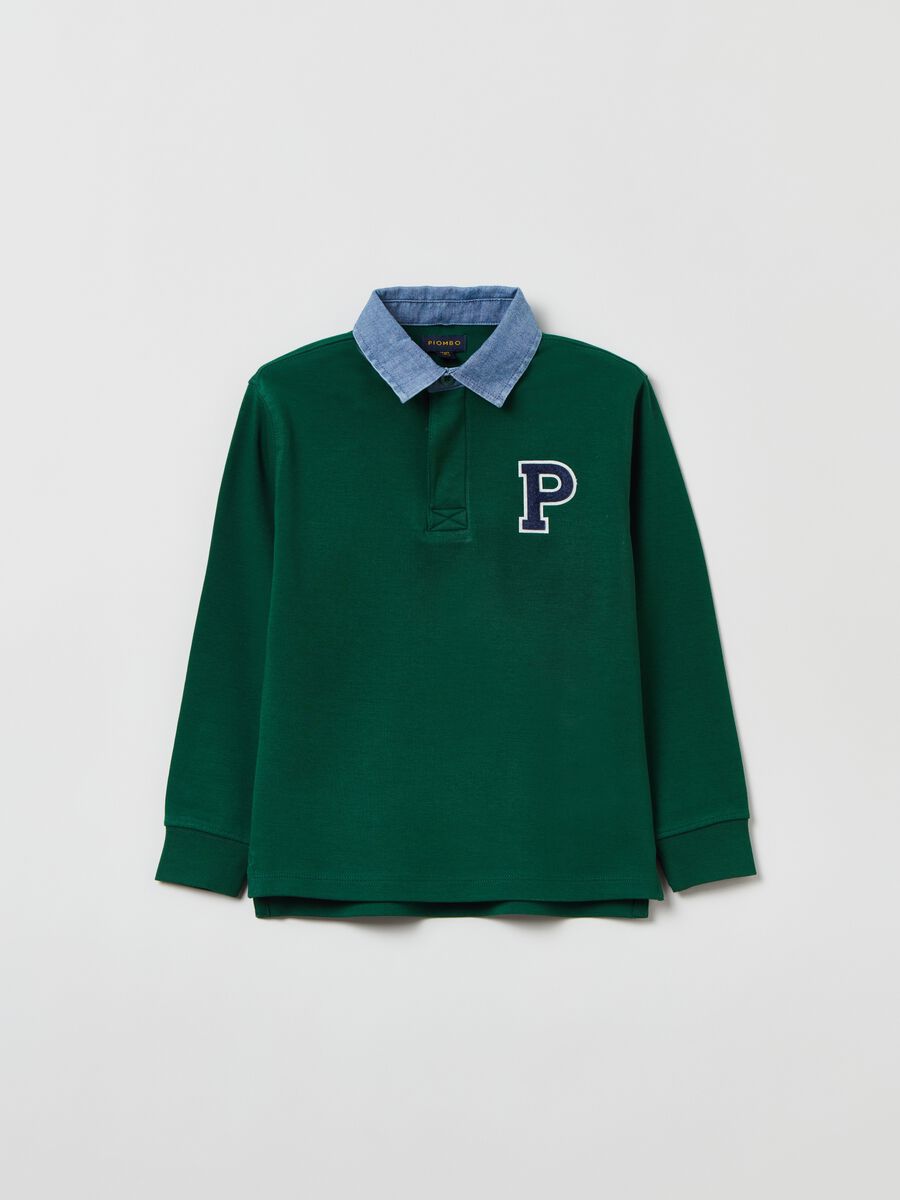 Polo shirt with long sleeves and bouclé patch_3