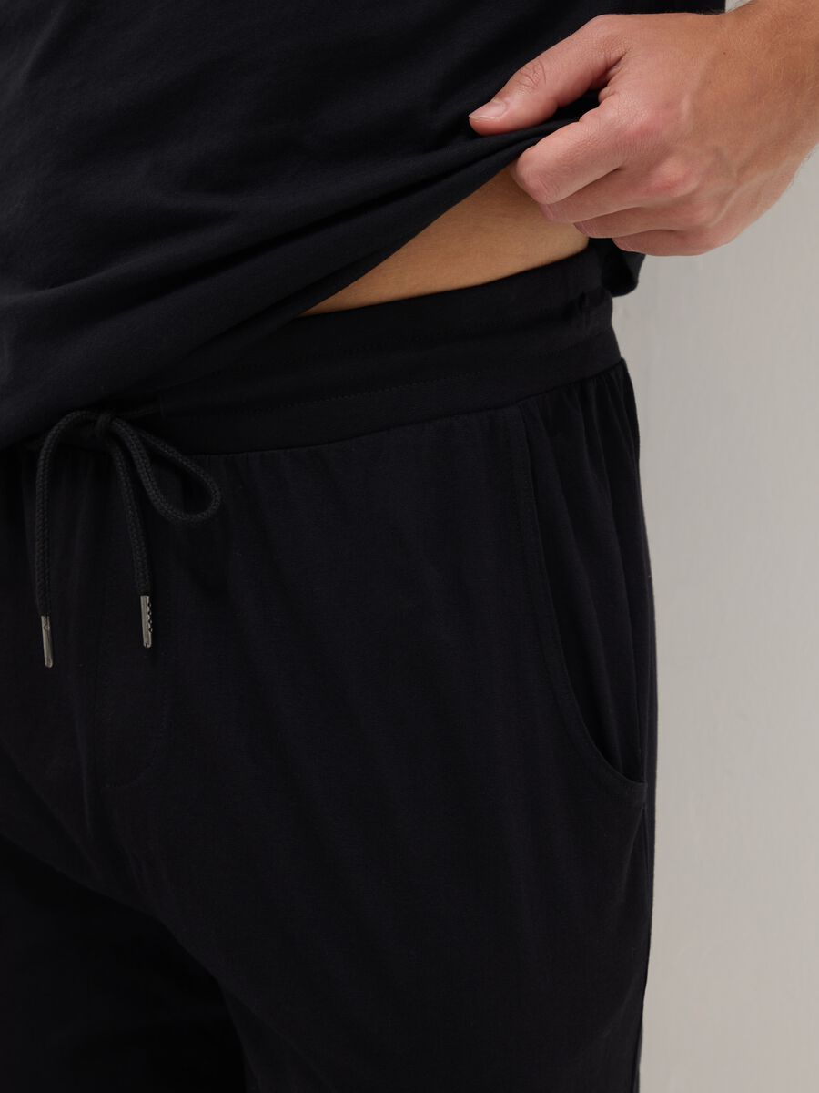 Black pure cotton pyjama trousers regular fit_3