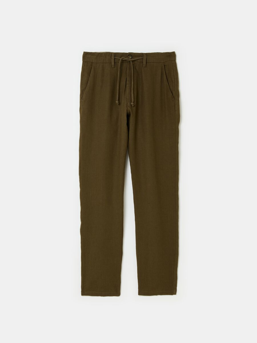 Pantalone chino in lino con coulisse_3