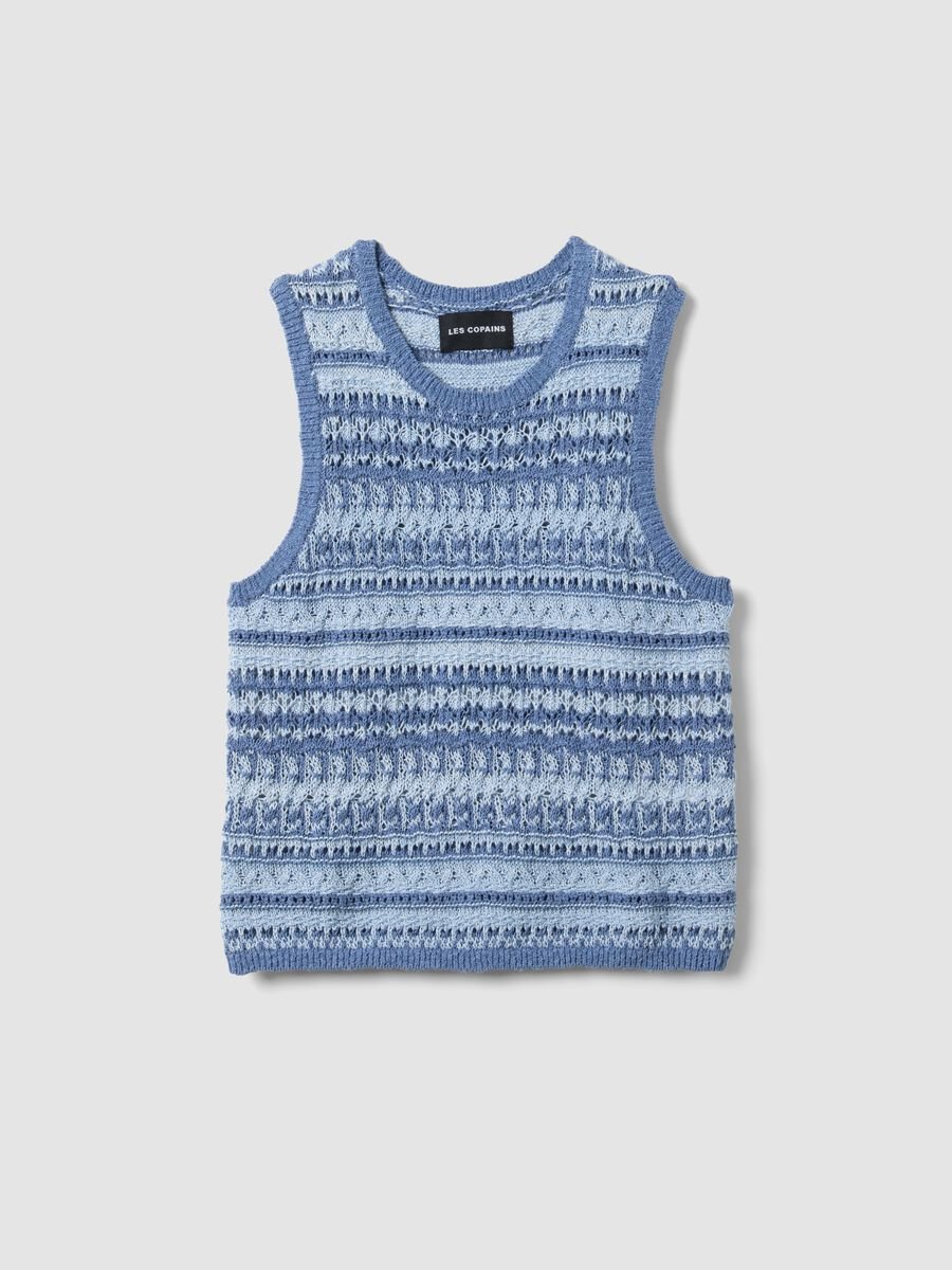 Regular Fit Tank-Top aus mehrfarbigem Baumwoll-Mix mit perforierter Textur_4