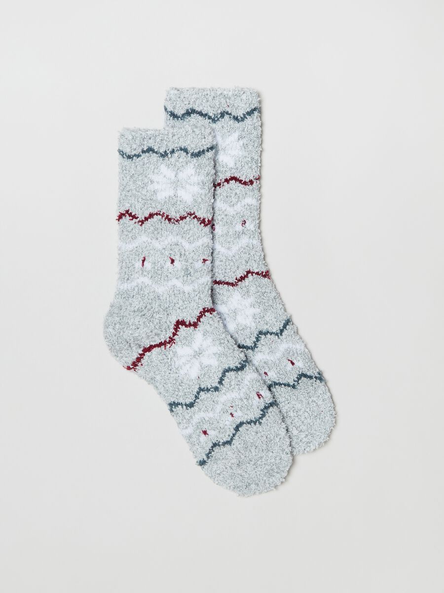 Short chenille socks with Norwegian pattern_0