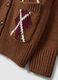 Cardigan marrone in misto lana con girocollo argyle over fit_1