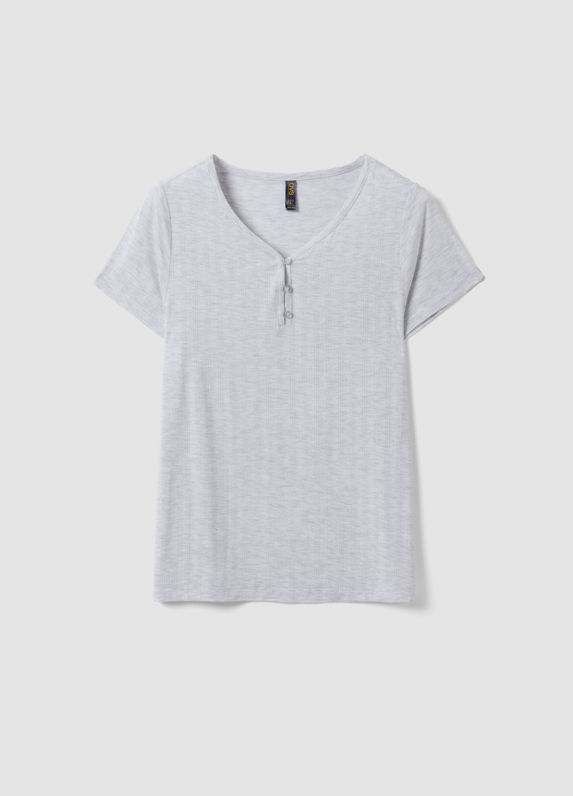 Grey stretch viscose V-neck pyjama top