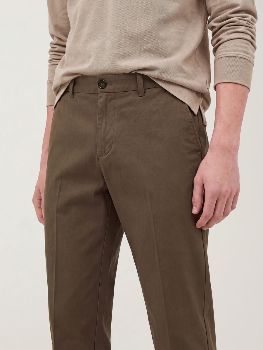 Brown slim-fit stretch-twill chinos_1