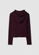 Violettes Crewneck-Top aus Stretch-Viskose mit Kapuze_1